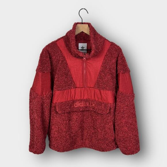 Adidas Originals Sherpa Teddy Half Zip Pullover Polar Fleece Jacket Size XS - Picture 2 of 9